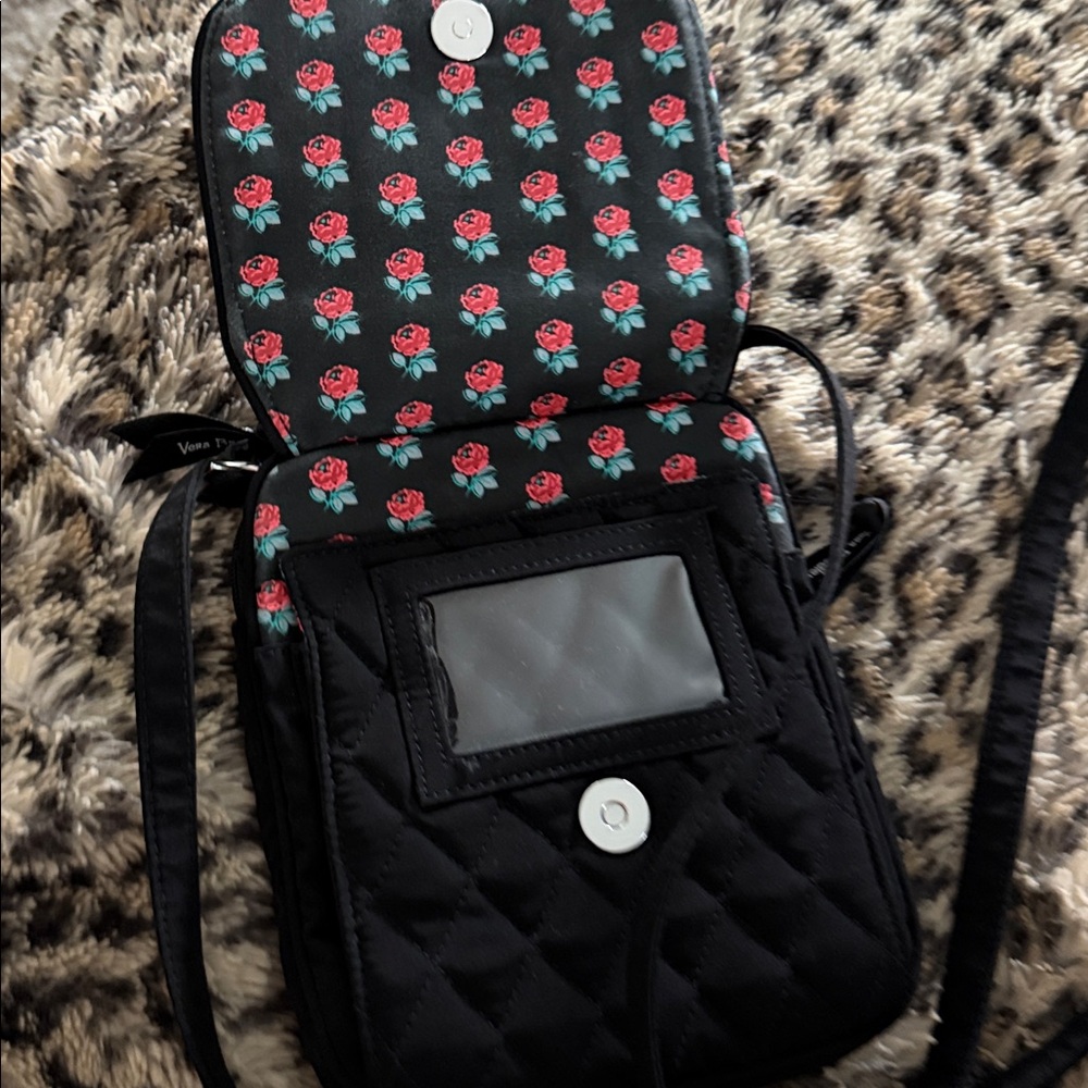 Vera Bradley Quilted Black Mini Hipster Crossbody Organizer RFID Protected 🌹 - Picture 6 of 11